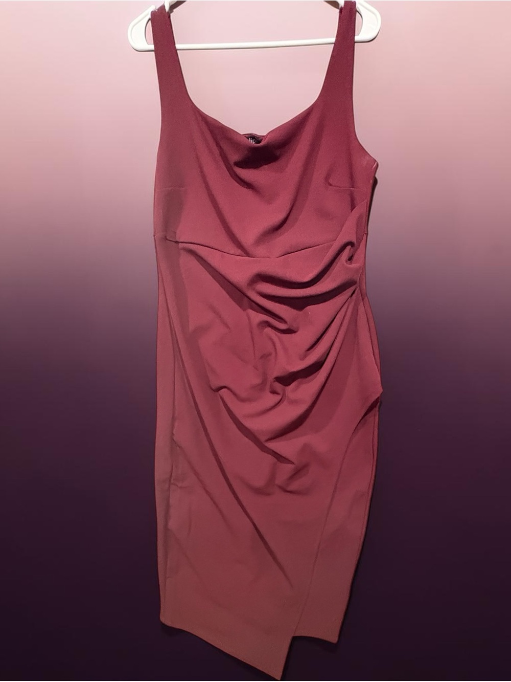 Eclipse Women's Sleeveless Draped Cocktail Dress Knee Length 48 in. Burgundy